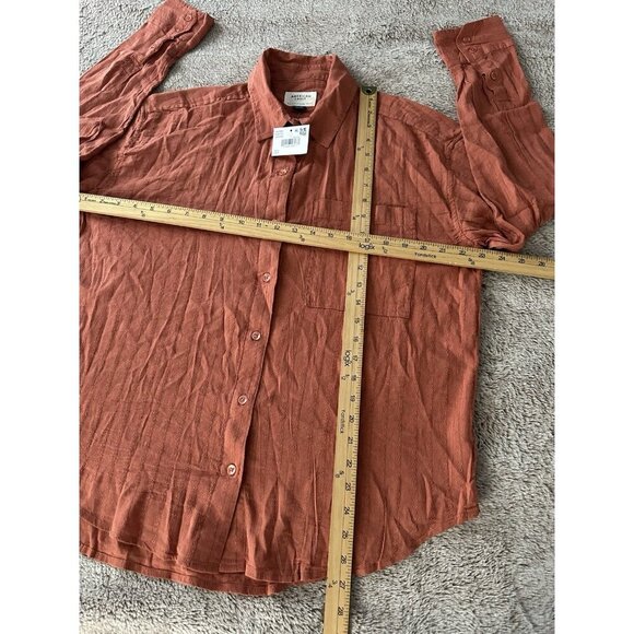 AE American Eagle Women’s Perfect Button-Up Shirt Rust Size S New - Picture 8 of 16